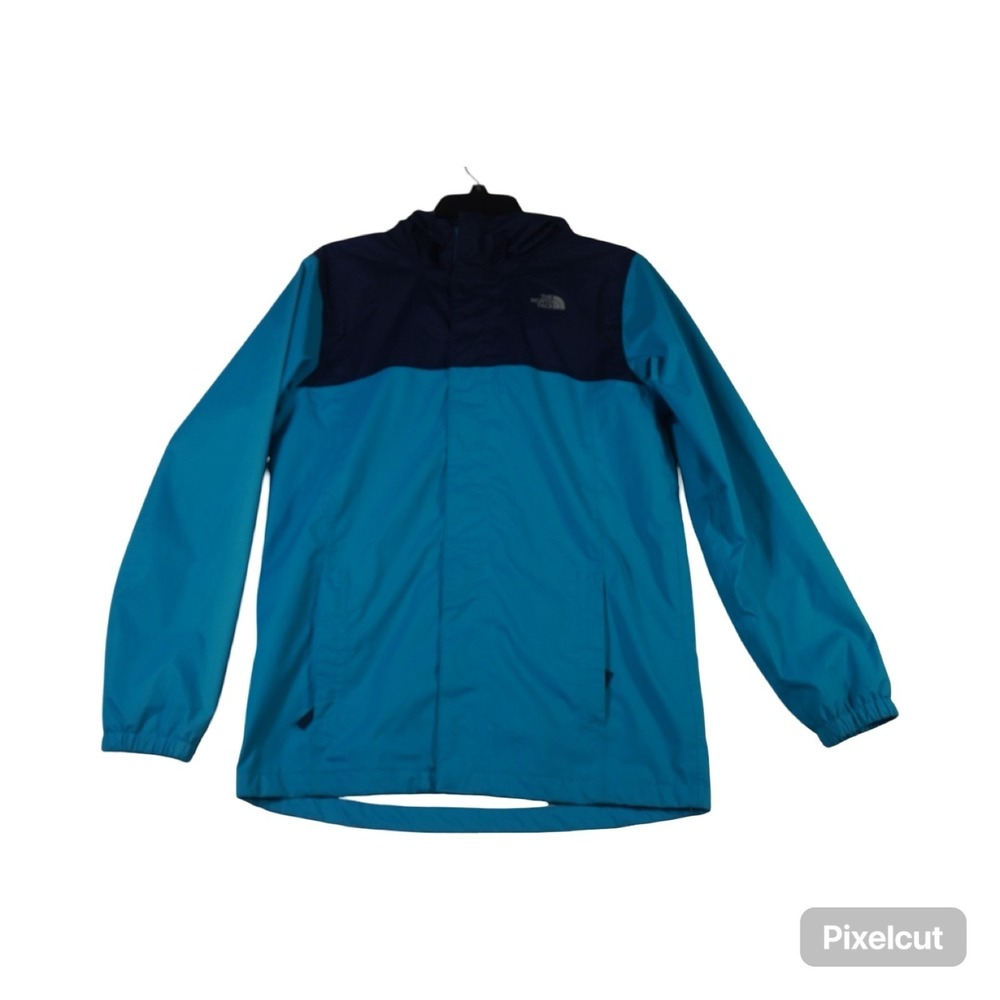 The North Face Rain Jacket Boys XL 18/20 Aqua Blue Full Zip Hooded Waterproof